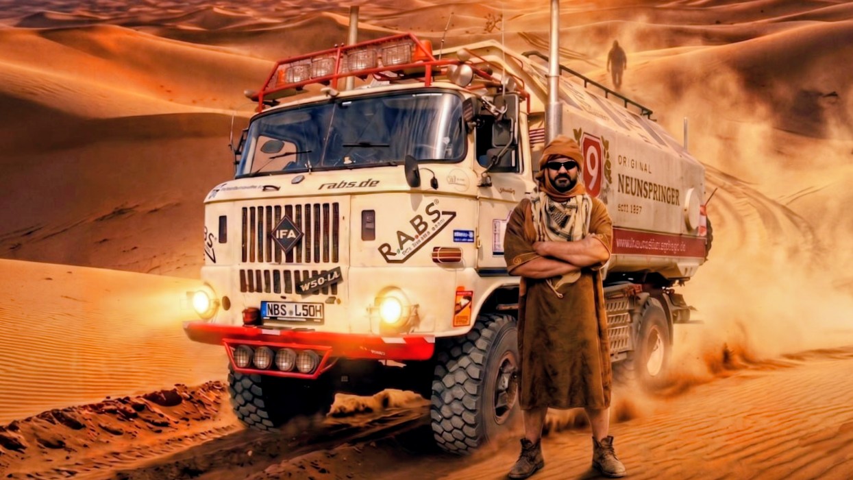 IFA Lkw W50 Expedition 4x4 in der Sahara von Marokko mit Tuareg 